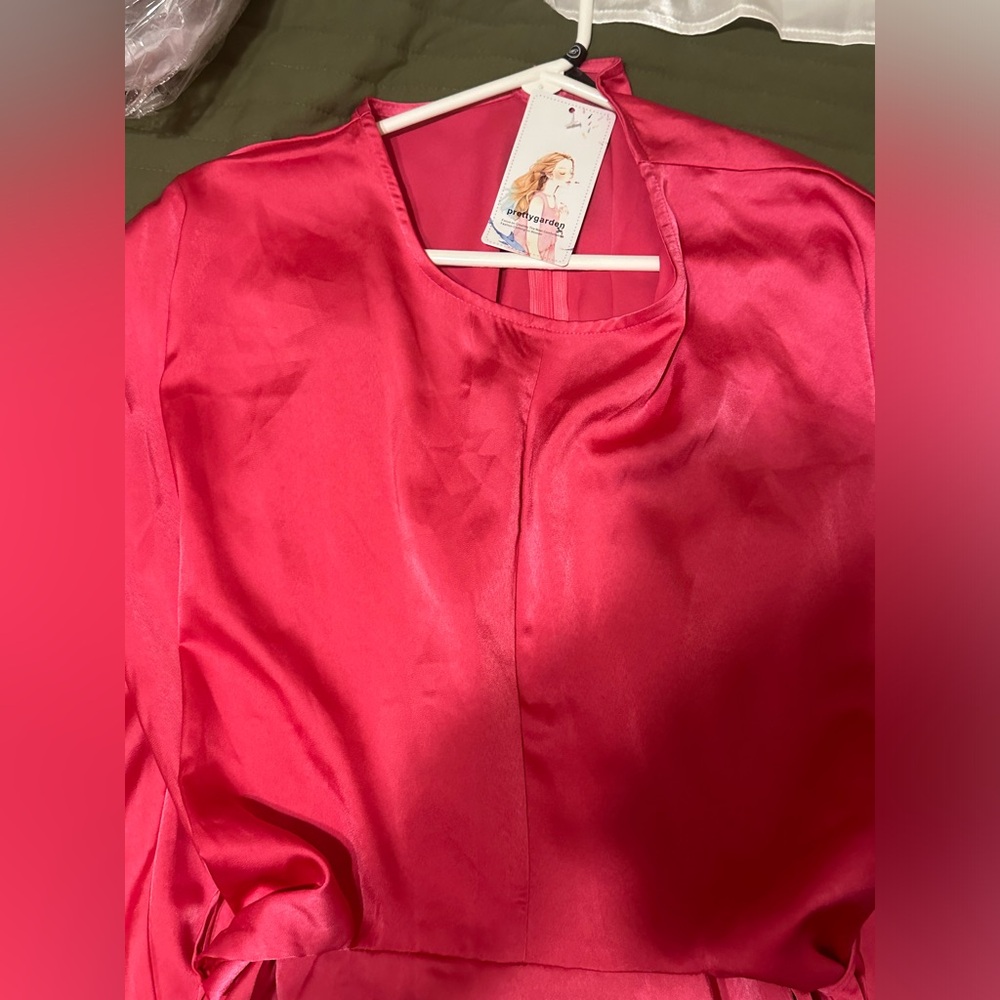 Hot pink silk XL dress